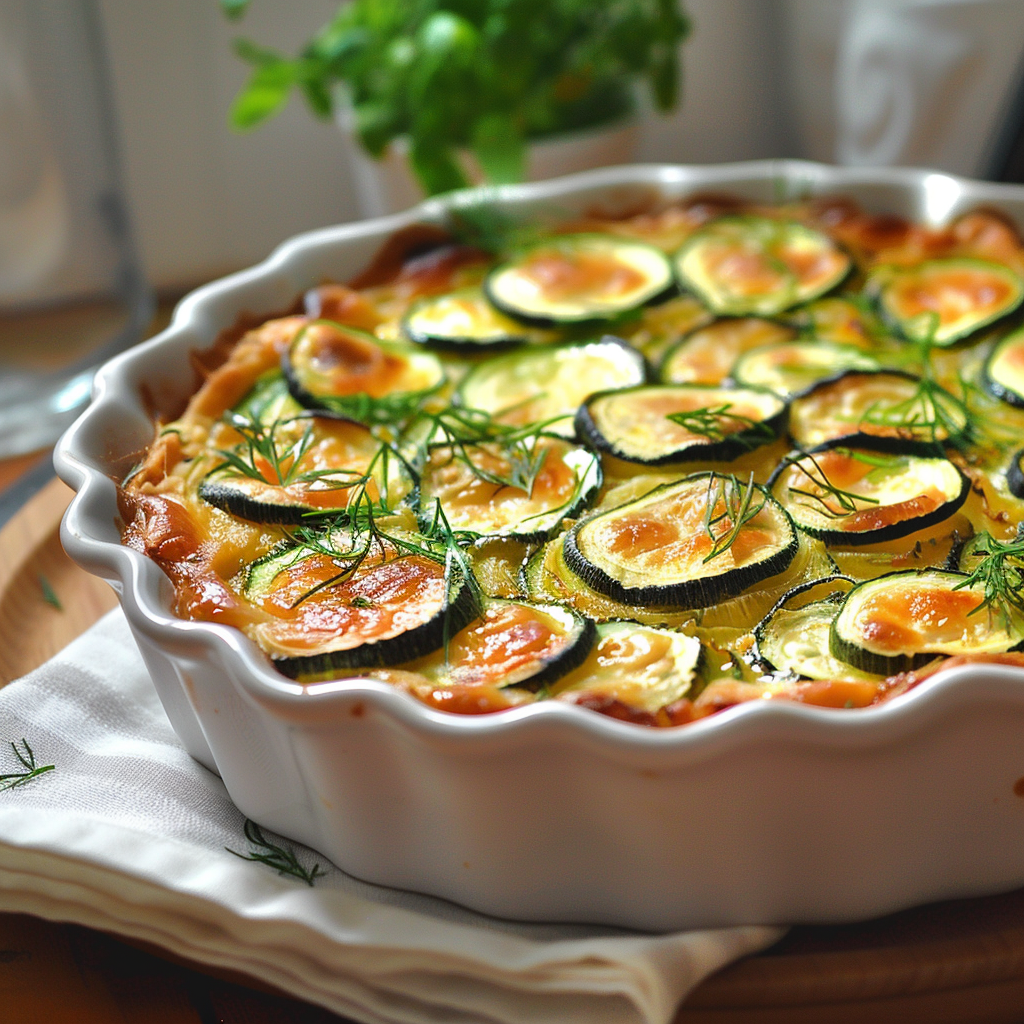 Flan de courgettes savoureux préparé avec des ingrédients frais et herbes aromatiques