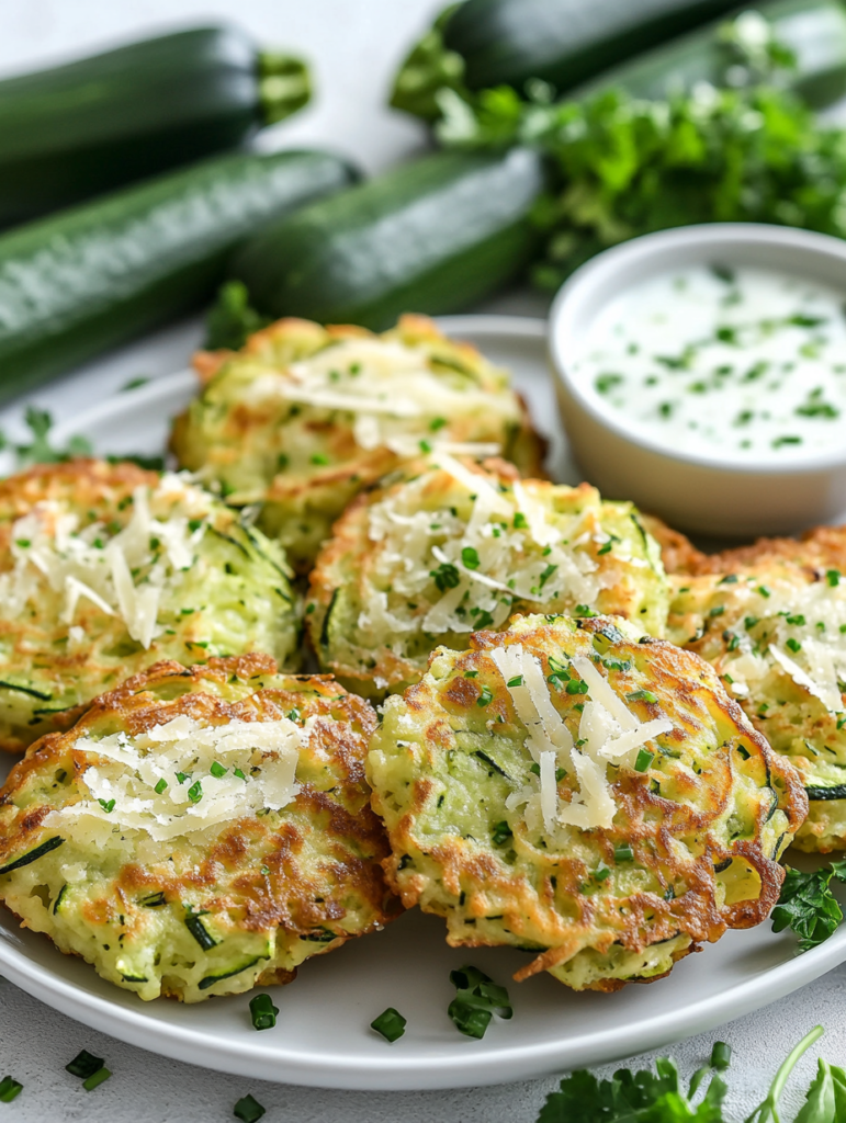 Nuages de Courgettes servis avec une salade verte fraîche.