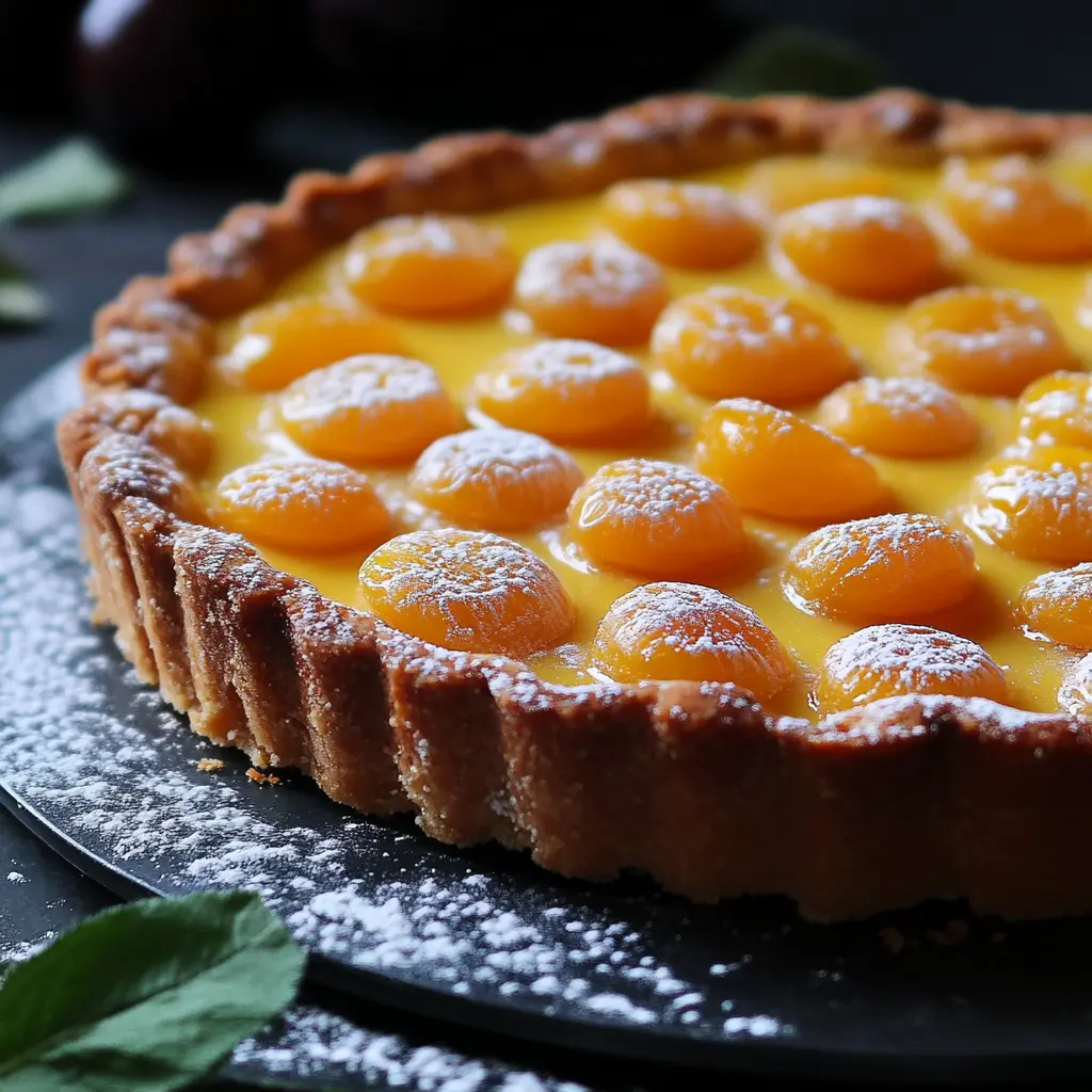 Délicieuse tarte aux mirabelles maison avec une pâte dorée et des mirabelles juteuses